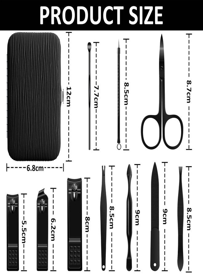 BLESWIN 10 in 1 Manicure Set, Professional Manicure Pedicure Kit for Women, Nail clipper Set for Men, Nail Care Kit with Leather Travel Case, Travel Nail Kit for Friends Parents Gift (Black) - Image 4